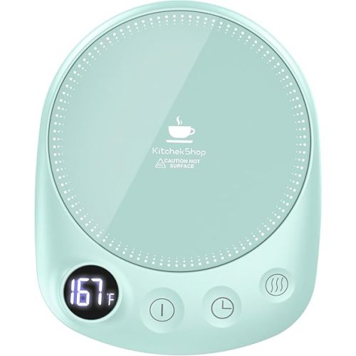Coffee Mug Warmer - Fastest Heating & Highest Temperature, Coffee Cup Warmer for Desk Auto Shut Off, 4 Temp Settings & 1-12H Timer, Smart Electric Beverage Warmer for Coffee, Tea (Green)