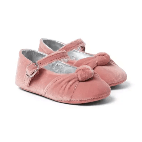 Baby Antique Rose Baby Velvet Bow Ballet Flat by Janie and Jack
