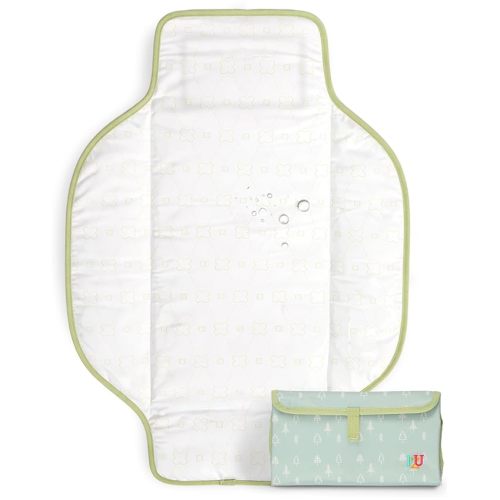 PZU Portable Diaper Changing Pad - Waterproof Travel Changing Mat with Built-in Pillow, Gifts for Baby Shower, Newborn Girls & Boys（Sage Checkers）