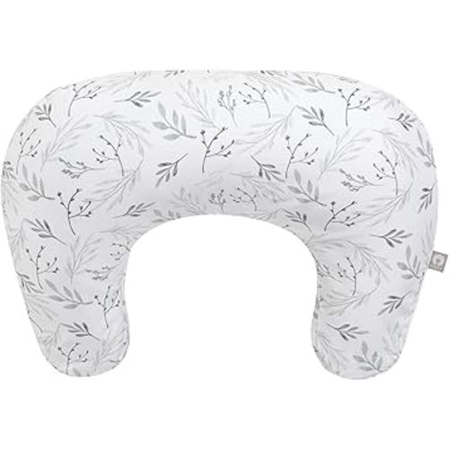 Boppy Nursing Pillow, Gray Gentle Leaves, Larger, More Supportive Pillow for Breastfeeding and Bottle Feeding; Firmer Fill, Higher Lift, Larger Area Than Original Nursing Pillow; JPMA Certified