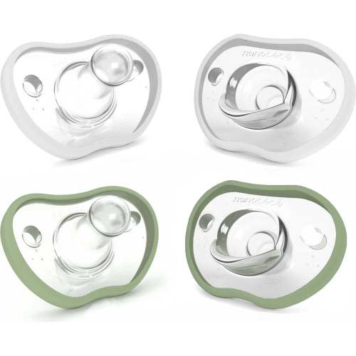 Flexy Pacifier, Sage & White 4pk Count - Nanobebe | Maisonette