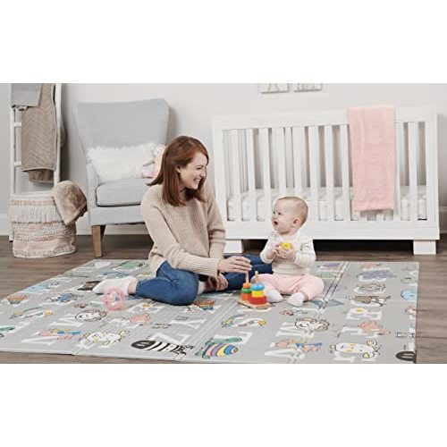 Regalo Sensory & Learning My Play Mat, Foldable & Reversable, Waterproof, Bonus Kit, Includes Travel Case with Carry Strap, Grey, Extra Large