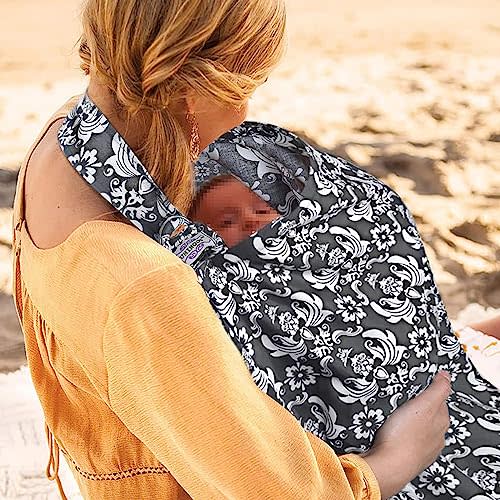 UHINOOS Nursing Cover for Mom Breastfeeding, Baby Privacy Nursing Covers Up Breathable Cotton with Ajustable Hoop for Mother (Grey)