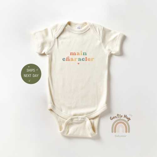 Main Character Baby Onesie®, Retro Baby Announcement Onesie®, Bookish Baby Bodysuit, Cute Librarian Natural Onesie®, Funny Baby Bodysuit