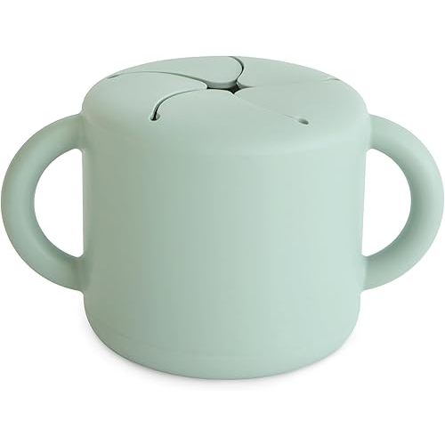 mushie Silicone Snack Cup | Spill Proof Food Container for Toddler and Baby (Cambridge Blue)