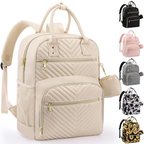 Diaper Bag Backpack,Baby Essentials Diapers Bag with Pacifier Case,Multipurpose Stylish Large Capacity Travel Backpack for Baby Girl/Boy(M-Beige)
