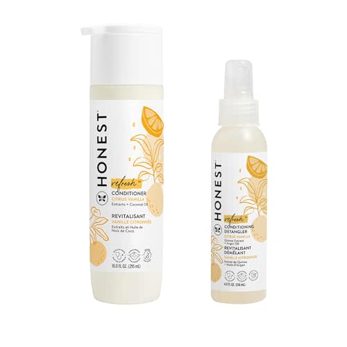 The Honest Company Citrus Vanilla Conditioner + Conditioning Detangler Bundle (10 fl oz, 4 fl oz) | Naturally Derived, Silicone & Tear Free, Hypoallergenic
