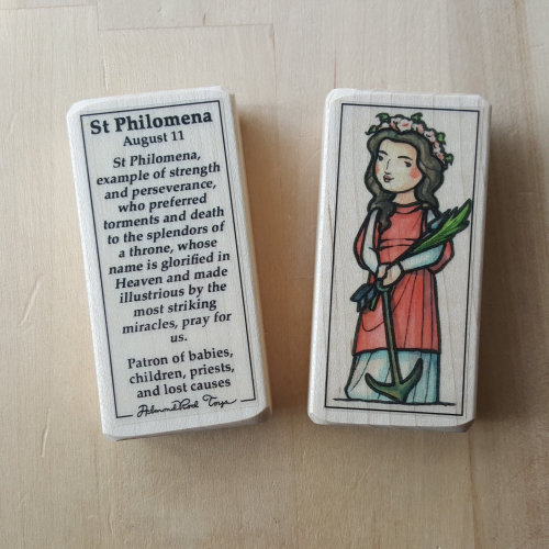 St Philomena Patron Saint Block with gift bag // Patron of babies, children, priests, and lost causes // Catholic Toys by AlmondRod Toys