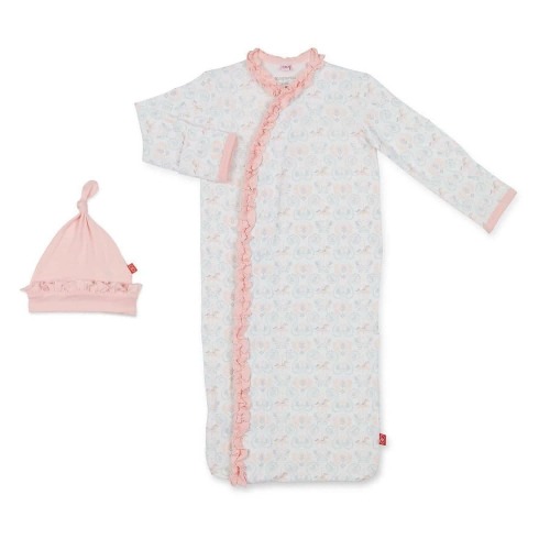 carousel modal magnetic cozy sleeper gown + hat set with ruffles – Magnetic Me