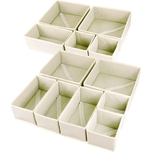 12 Pack Drawer Organizers, Drawer Dividers Storage Bins, Foldable Drawer Organizers for Clothing, Cloth Clothes Drawer Organizer for Underwear,Folded Clothes,Baby Clothing,Socks,Bra,Towels,Ties