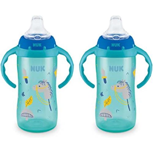 NUK Learner Cup 2 Pack, 10 oz, 8+ Months - Spill Proof Sippy Cup | BPA Free
