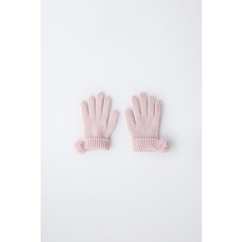 POM-POM KNIT GLOVES - Pink | ZARA United States
