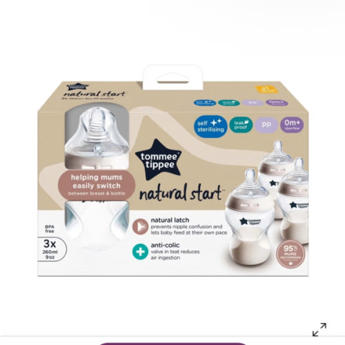 3 Pack Tommee Tippee Natural Start Baby Bottles