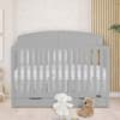 Dream On Me Pebble Grey Storybrooke 5 in 1 Convertible Crib with Under Drawer 6572-PG
