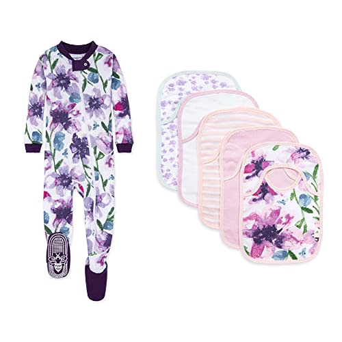 Burts Bees Baby Baby Girls' Zip Up Footed Sleeper & Bibs
