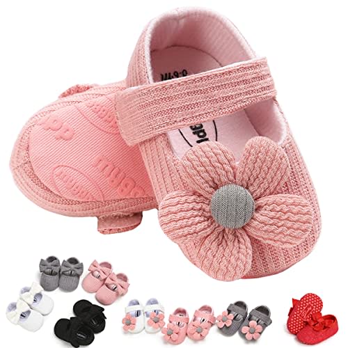 Baby Girls Mary Jane Flats with Bowknot Floral Princess Wedding Dress Shoes Soft Newborn Infant Crib First Walkers Prewalker