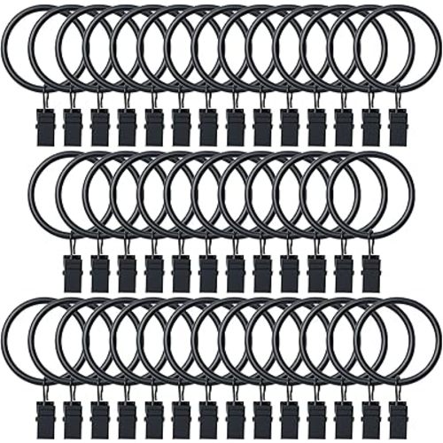 BOOMIBOO 40 Pack Curtain Rings with Clips, Drapery Clips with Rings, Hangers Drapes Rings, Drapery Rings 1.5 inch, Fits up to 1.2 inch Diameter Curtain Rod, for Hanging Drapes Bows Hat and So On