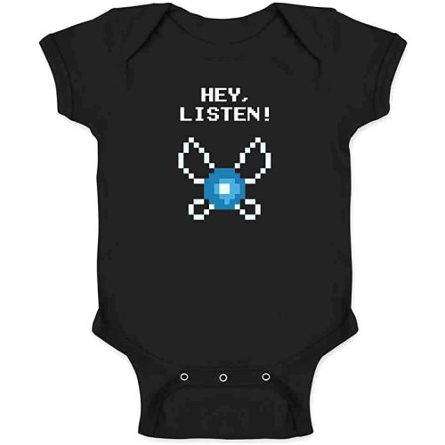 Pop Threads Hey Listen! Navi Video Gaming Gamer Funny Baby Toddler Kids Girl Boy T-Shirt - 6 Months - Infant | Black