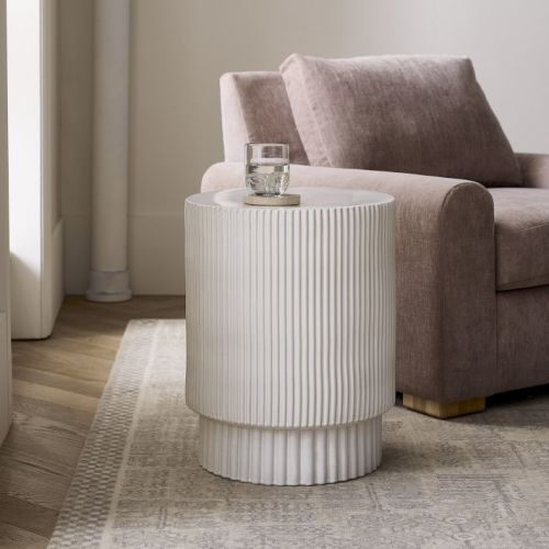 Fluted Ceramic Indoor/Outdoor Side Table (13"–16")