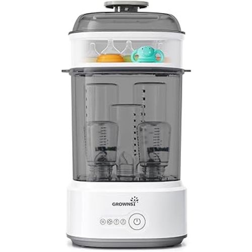 Bottle Sterilizer and Dryer, Compact Electric Steam Baby Bottle Sterilizer (Esterilizador de Biberones), Bottle Sanitizer for Baby Bottles, Pacifiers, Pump Parts Black