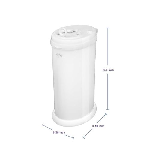 Ubbi Steel Diaper Pail, Odor Locking, No Special Bag Required, Award-Winning, Registry Must-Have, White