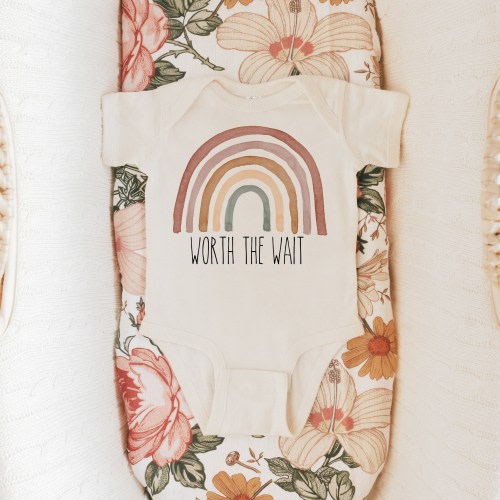 Watercolor Worth the Wait Natural Baby Bodysuit