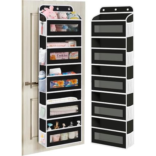 Over The Door Organizer Storage, 5 Shelves Closet Door Hanging Organizer with 10 Mesh Pockets, Stuffed Animal Storage for Nursery Baby Organizers and Storage, Newborn Baby Essentials