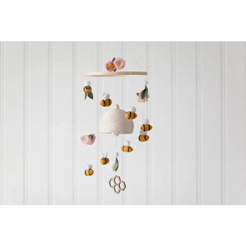 Waterfall Felt Bumble Bee Mobile Beehive, Bee & Flower Nursery Decor Handmade Mobile Reading Nook Decor - Etsy