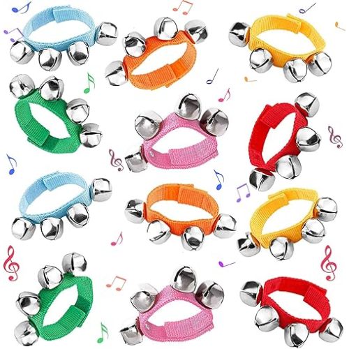 POPLAY Jingle Bells,12 PCS Kids Musical Instruments Ankle Bells for Party Favors Goodie Bags Stuffers