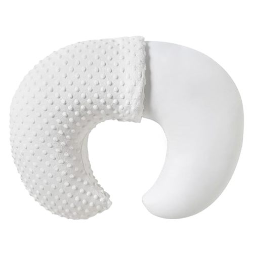 Nursing Pillow and Positioner, Breastfeeding, Bottle Feeding, Baby Sitting Support with Removable Ultra Soft Cover, Tummy Time Support for Baby Boys and Girls (White)