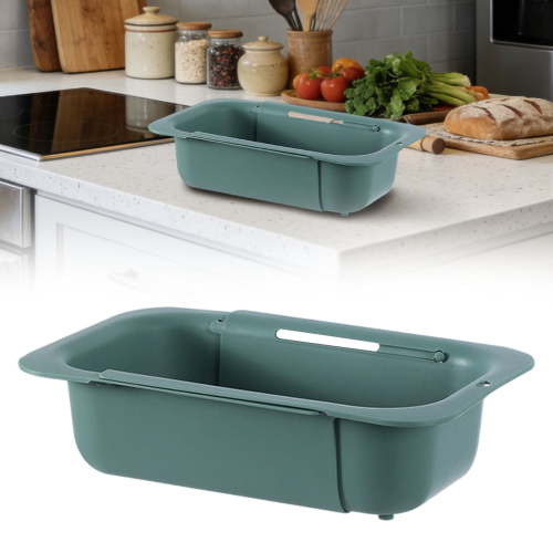 Over the Sink Colander Strainer Basket Expandable Kitchen Sink Drain Basket Retractable Vegetable Fruit Washer BPA-Free Kitchen Gadget black,fine mesh sieve