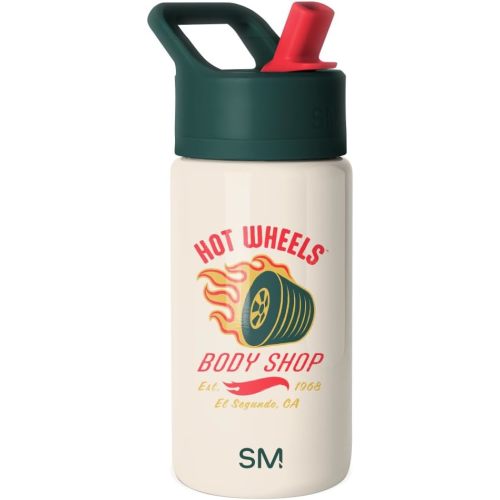 Simple Modern Kids Summit Water Bottle with Straw Lid | Hot Wheels 14oz Stainless Steel Cup Insulated Tumbler for Boys, Girls, School | Body Shop
