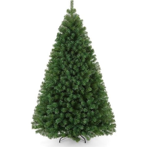 6FT Unlit Artificial Christmas Tree for Holiday Decoration, Premium Hinged Spruce Green Xmas Tree with 800 Branch Tips and Foldable Metal Stand for Home, Office, Party