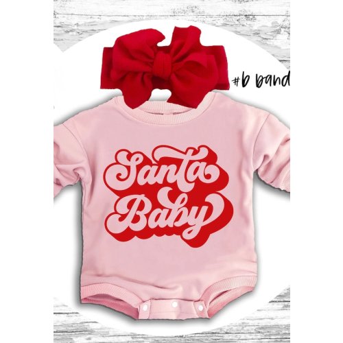 Christmas baby Outfit, PINK Santa baby super soft cozy warm sweatsuit Christmas baby Girl Retro Santa Christmas outfit, Santa baby Romper