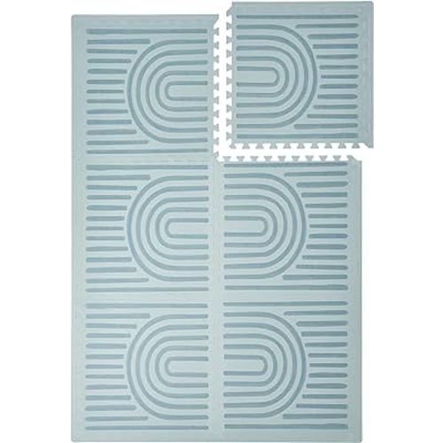 Toddlekind Playmat - Premium Foam Playmat, 4 x 6 feet Premium Quality Foam Play Mat for Babies/Toddlers, Stylish, Non-Toxic, Odorless, Linear-Mineral (Blue)