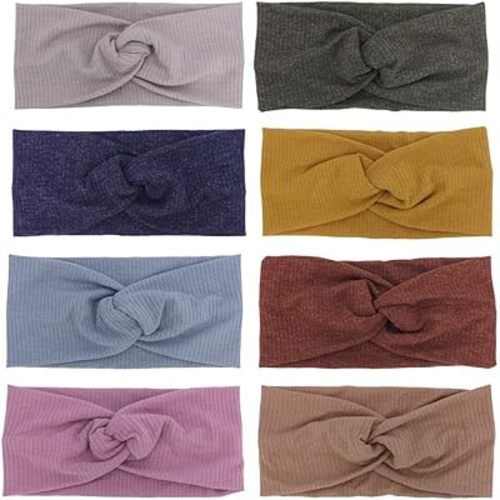 Baby Headbands Stretchy Hairbands Hair Bow Elastics for Baby Girls Newborn Toddlers Infant Kids Turban Headband (Cross Headband Taupe)