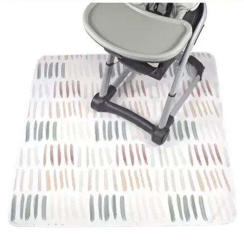 Baby Splat Mat for Under High Chair - Washable Waterproof Baby Floor Mat 51"x51" - Dashes