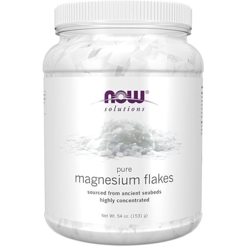NOW Foods Solutions, Magnesium Flakes, 100% Pure, from the Ancient Zechstein Seabed, Highly Concentrated, 54-Ounce