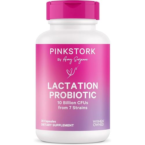 Pink Stork Lactation Probiotic - 30 Billion CFUs Multi Strain Postnatal Probiotics for Breastfeeding Women - Support Breast Milk & Gut Health, Postpartum Essentials, 30 Capsules