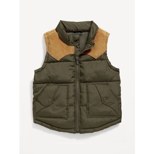 Quilted Corduroy-Trim Vest for Toddler Boys