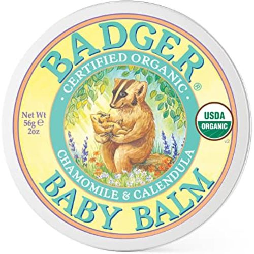 Badger - Baby Balm, Chamomile & Calendula, Certified Organic Baby Balm, Cradle Cap Balm for Babies, Baby Rash Balm, Baby Skin Care, 2 oz