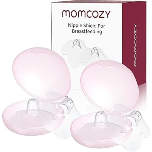 Momcozy Nipple Shield, Floral Contact Nipple Shield for Breastfeeding with Difficulty Sucking or Flat or Inverted Nipples, Made Without BPA/BPS, 17mm, 2 Pairs