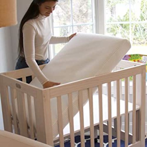 Lullaby Earth Mini Baby Crib Mattress - Dual Firmness With Removable Washable Protector - Breathable for Baby Crib - 38" x 24"