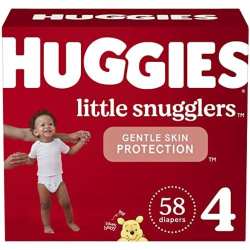 Baby Diapers Size 4 (22-37 lbs), 58ct, Huggies Little Snugglers