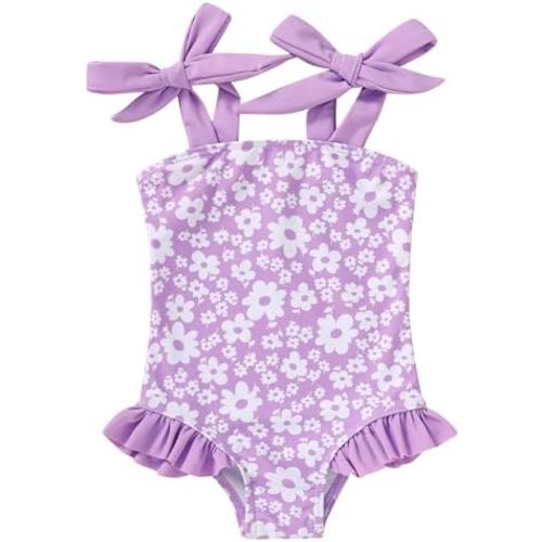 YOUNGER TREE Toddler Swimsuit Girl Color Block Stripe One-Piece Swimwear Baby Girl Bathing Suits