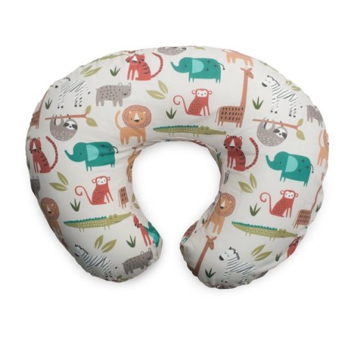 Boppy Nursing Pillow and Positioner Original | Neutral Jungle Colors with Animals | Breastfeeding, Bottle Feeding, Baby Support | With Removable Cotton Blend Cover | Awake-Time Support