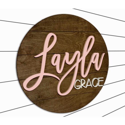 Shiplap Round Nursery Name Sign, 18-36 Inch, Baby Shower, Nursery Decor Round plaque, Wooden Sign, 3D Crib Sign, Custom Name Cutout, Rustic