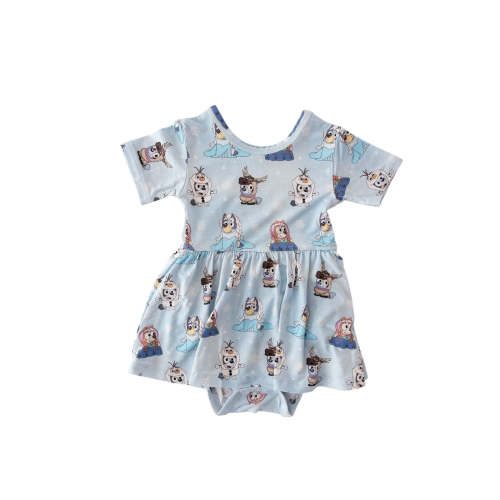 Frosty Friends: Baby Twirl Dress with Bodysuit