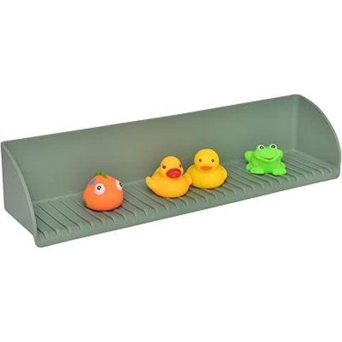 DNC Bathtub Splash Guard for Tub Kids, Silicone Bath Tub Topper Ledge Side Toddler Water Splash Guard Play Shelf Aqua 1 Pack