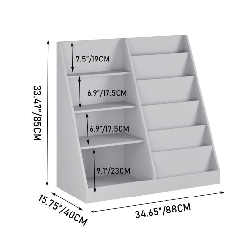 Kids Bookshelf and Toy Storage Organizer, 4-Tier Wooden Bookcase Display Stand for Nursery, Playroom, or Kids Bedroom